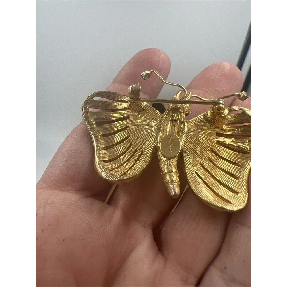 Vtg Butterfly Unsigned Schrager Brooch Large 3